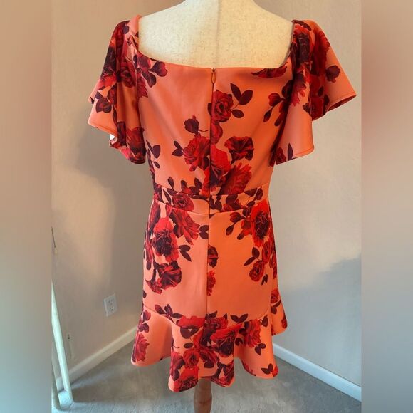 ASOS True Violet Bardot mini dress off the shoulder scuba ruffle floral print 10 - Picture 4 of 14